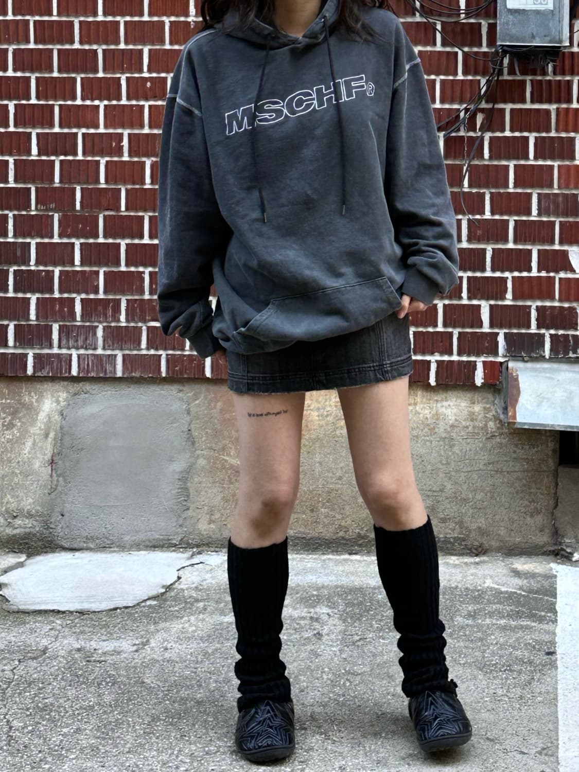 노스페이스 점퍼 미스치프 후드티 마뗑킴 스커트 코디세트 상품이미지8