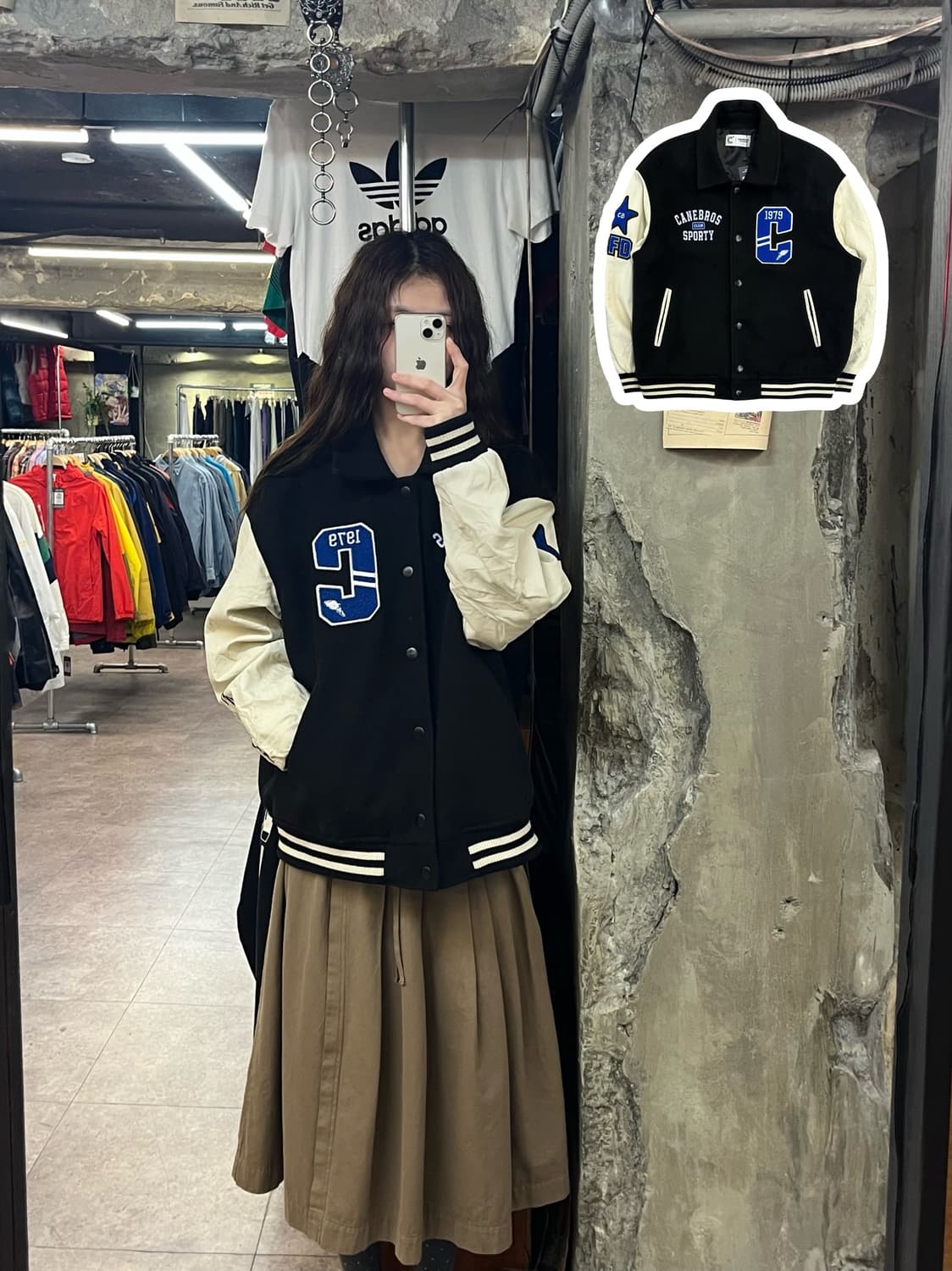 카네브로스 스포츠클럽 바시티 자켓 블랙 L #csz2251 상품이미지1