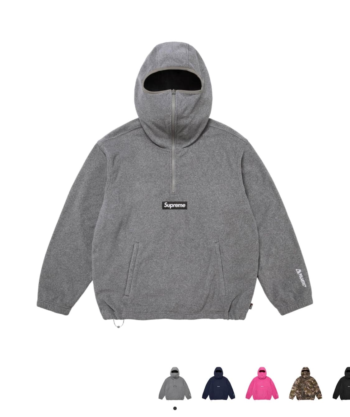 슈프림 폴라텍 페이스 마스크 하프 집 후드 스웨트셔츠 그레이 - 25FW 상품이미지1