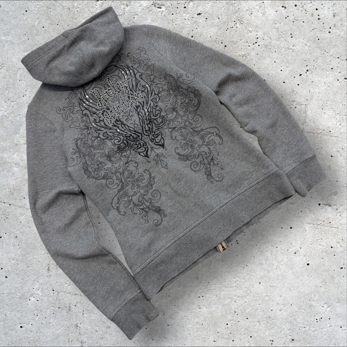 [M] 할리 데이비슨 찡 빈티지 기모 후드집업 그레이 C234 상품이미지1