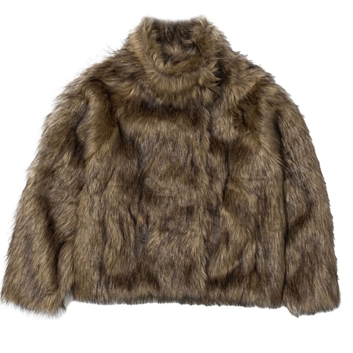 파르티멘토 우먼 코쿤 하이넥 퍼 자켓 믹스 베이지 상품이미지1