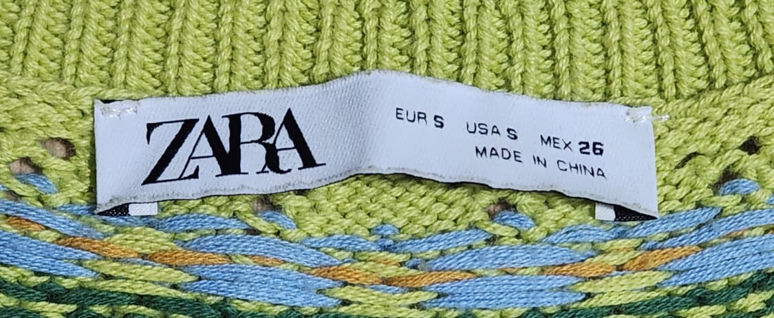 자라 라임색 자수 꽃무늬 니트 조끼 가디건 상품이미지2