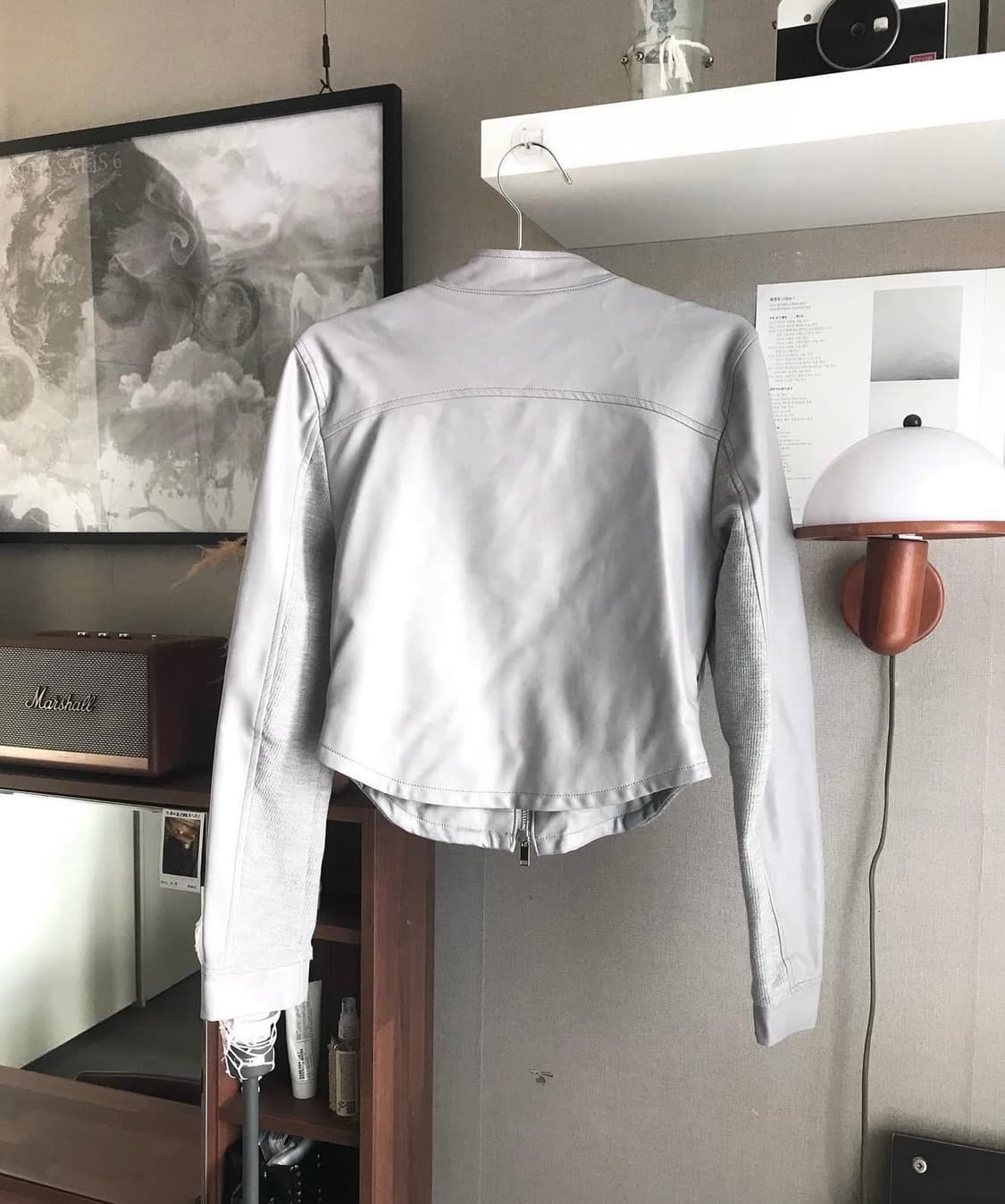 더블 지퍼 레더 자켓 & 치마 라이트 그레이 상품이미지4