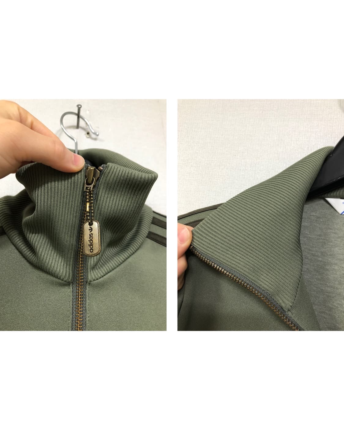 아디다스 여성 딱붙핏 황금 구 파이어버드 밀리터리 트랙탑 져지 _ 카키 상품이미지6