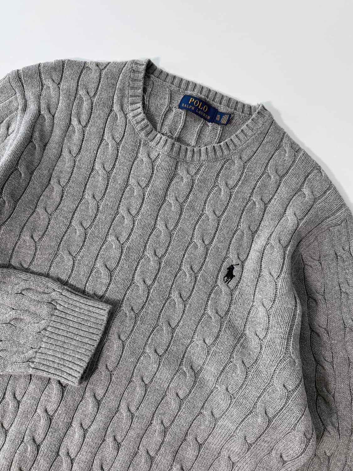 폴로 랄프로렌 루즈핏 신형 그레이 코튼 꽈배기 니트 상품이미지3