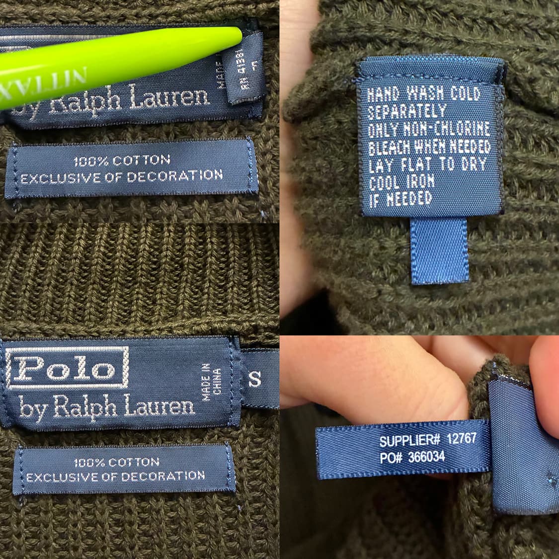(S/100)POLO 폴로랄프로렌 코튼 숄카라 가디건 카키그린 상품이미지10