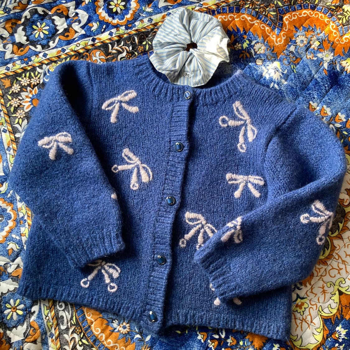 빈티지 핸드메이드 리본 뜨개 퍼프 크로쉐 니트 스웨터 가디건 아우터 상품이미지2