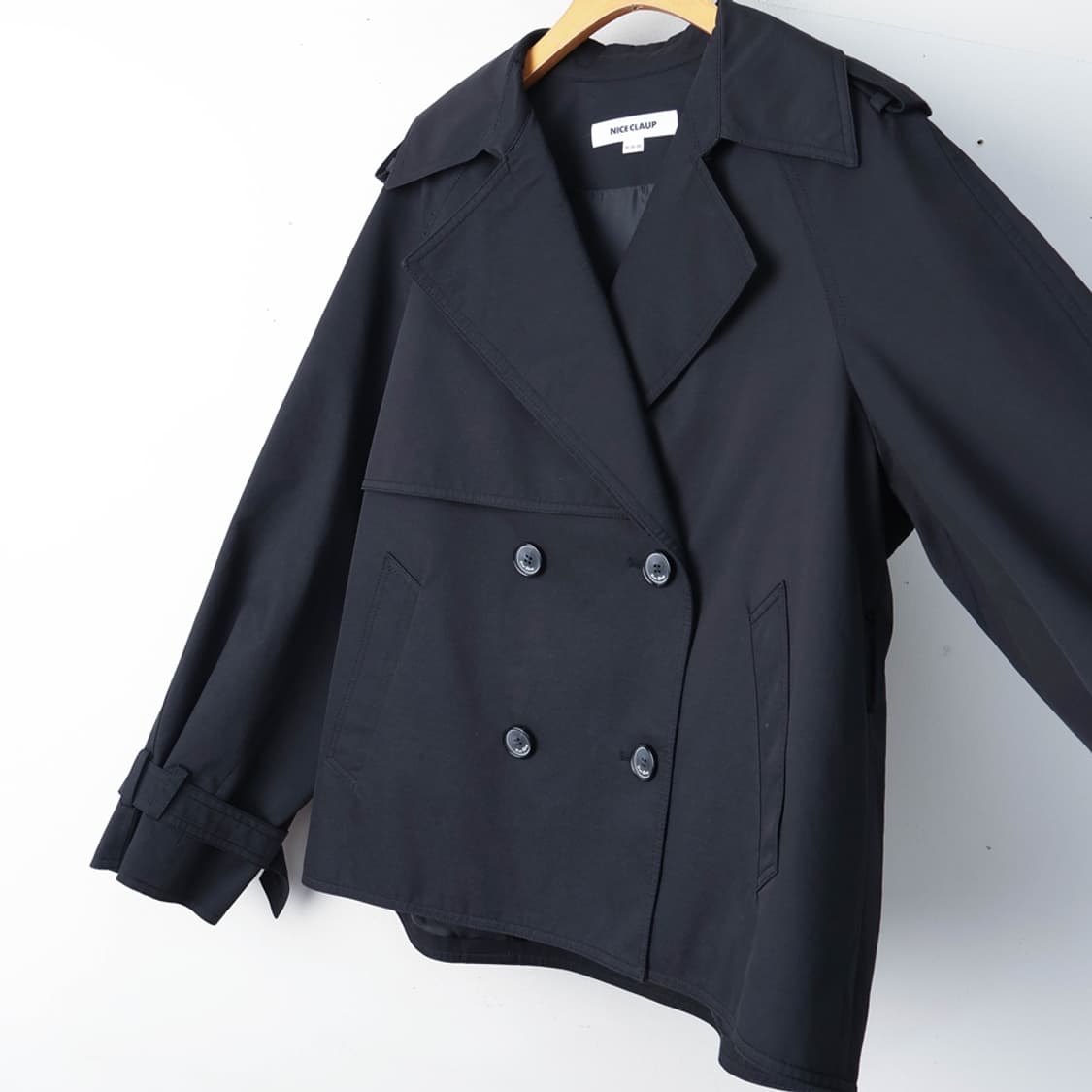 55/나이스클랍 플라켓 숏 트렌치코트 상품이미지4