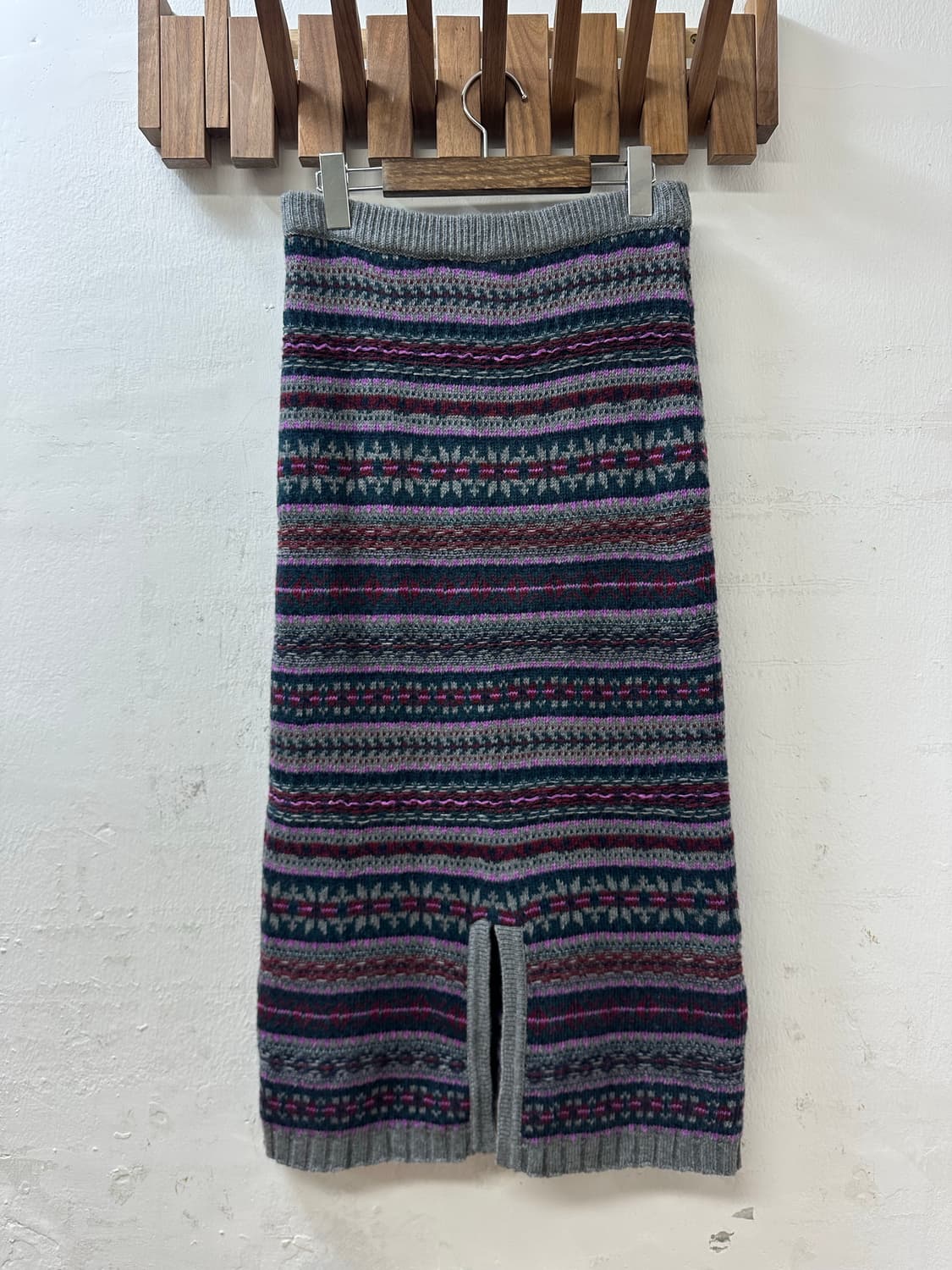 일본빈티지 울 혼방 페어아일 니트 스커트  상품이미지4