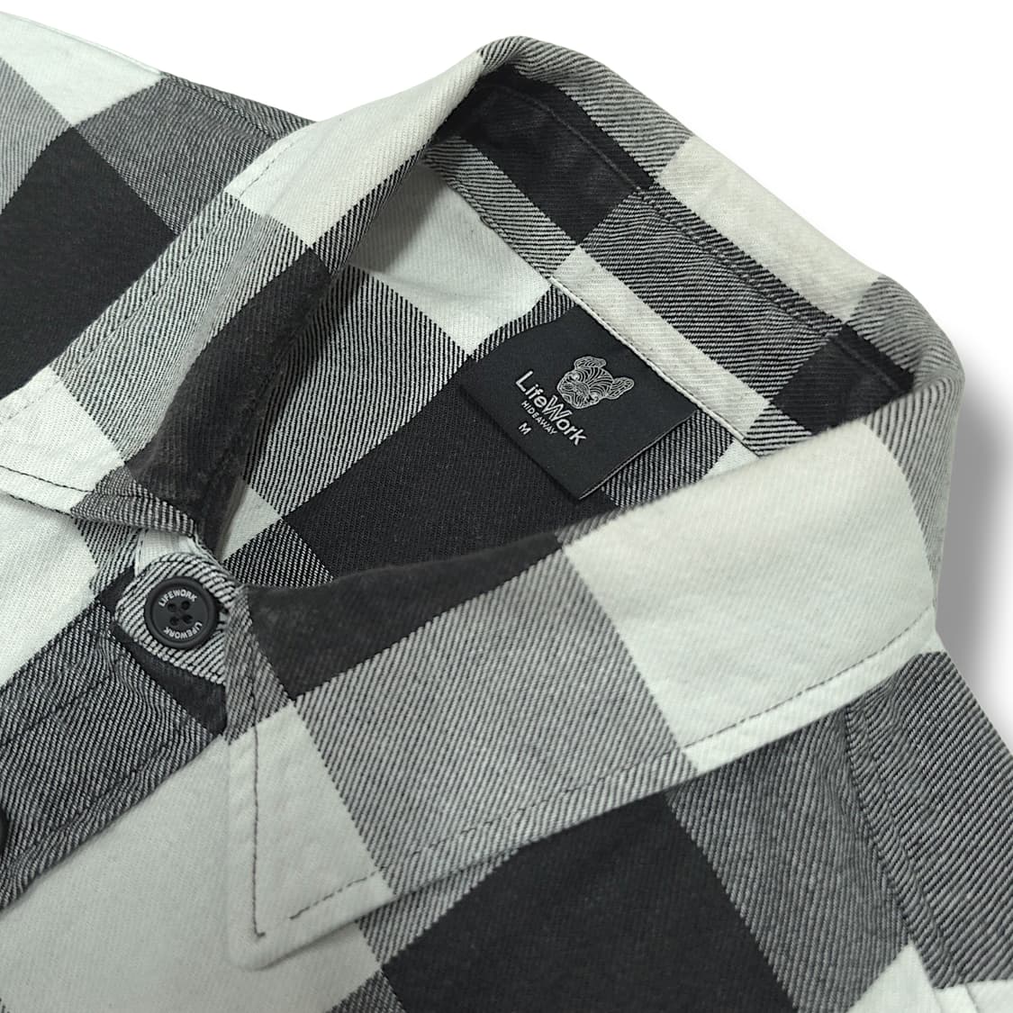 [M] 라이프워크 블랙&화이트 체크 멀티로고 코튼 긴팔셔츠 상품이미지9