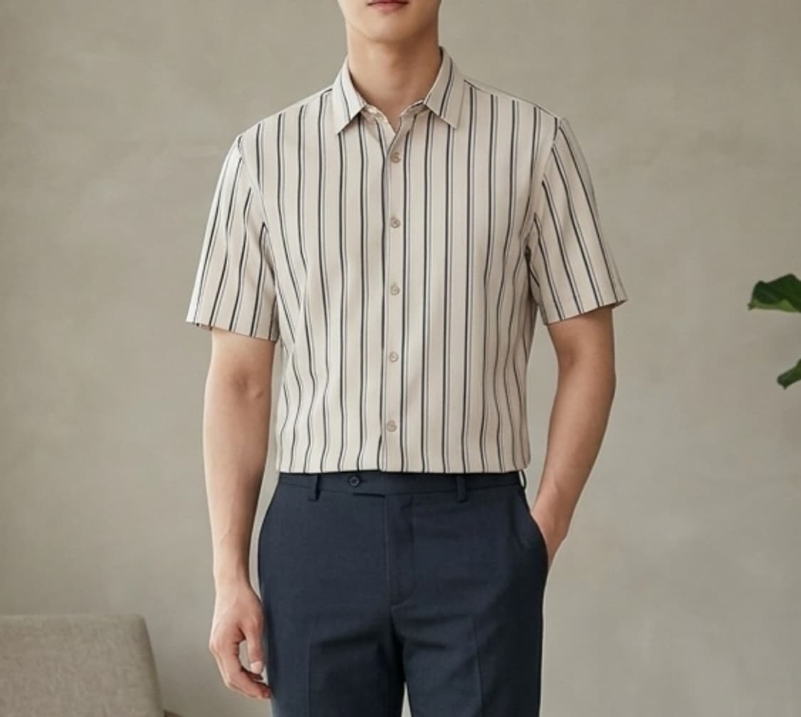 [100]마인드브릿지 스트라이프 반팔 셔츠 상품이미지1