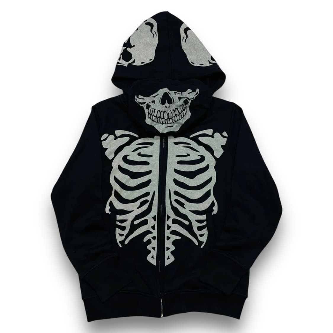 펑크 Estilo 00s 스켈레톤 아카이브 블랙 후디 집업 상품이미지2