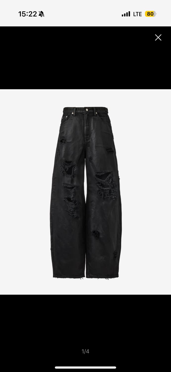 어나더유스 3 레이어드 디스트로이드 진 - 코티드 블랙 상품이미지1