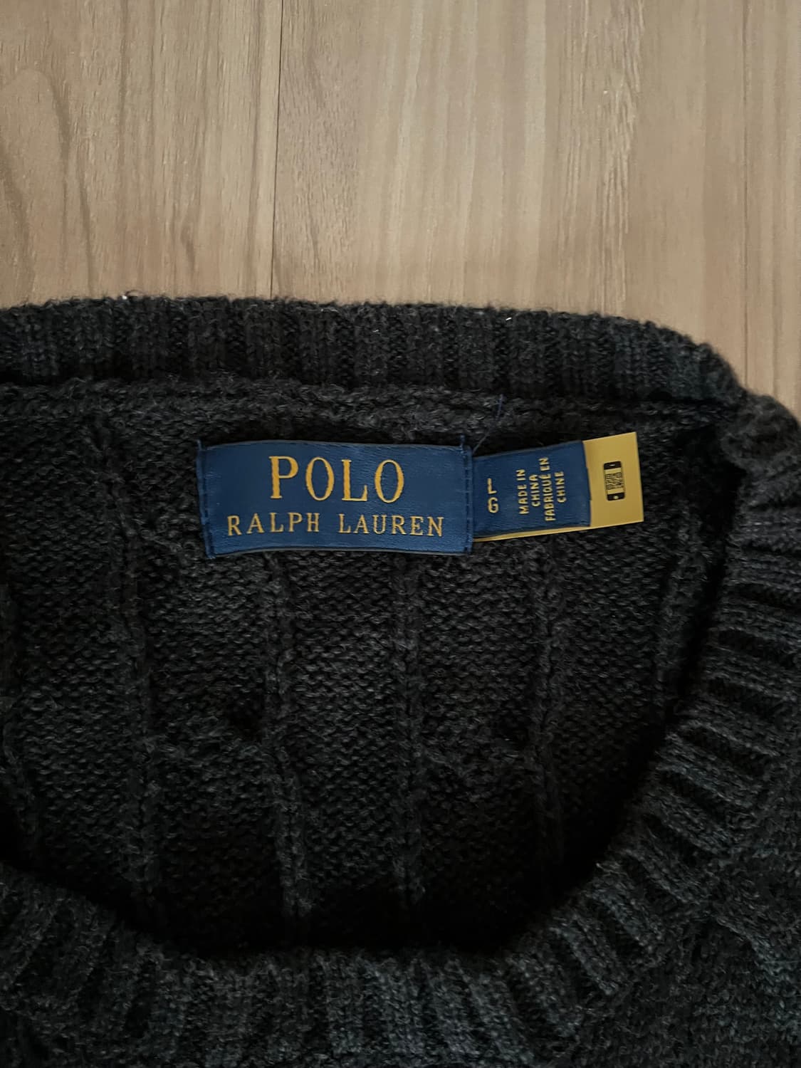 폴로 랄프로렌 케이블 면니트 차콜 L 상품이미지2