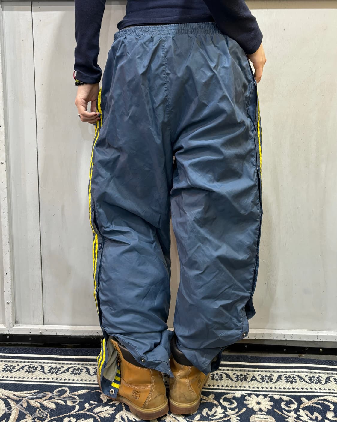 90s adidas 네이비 & 옐로우 스냅 트랙 팬츠 상품이미지3