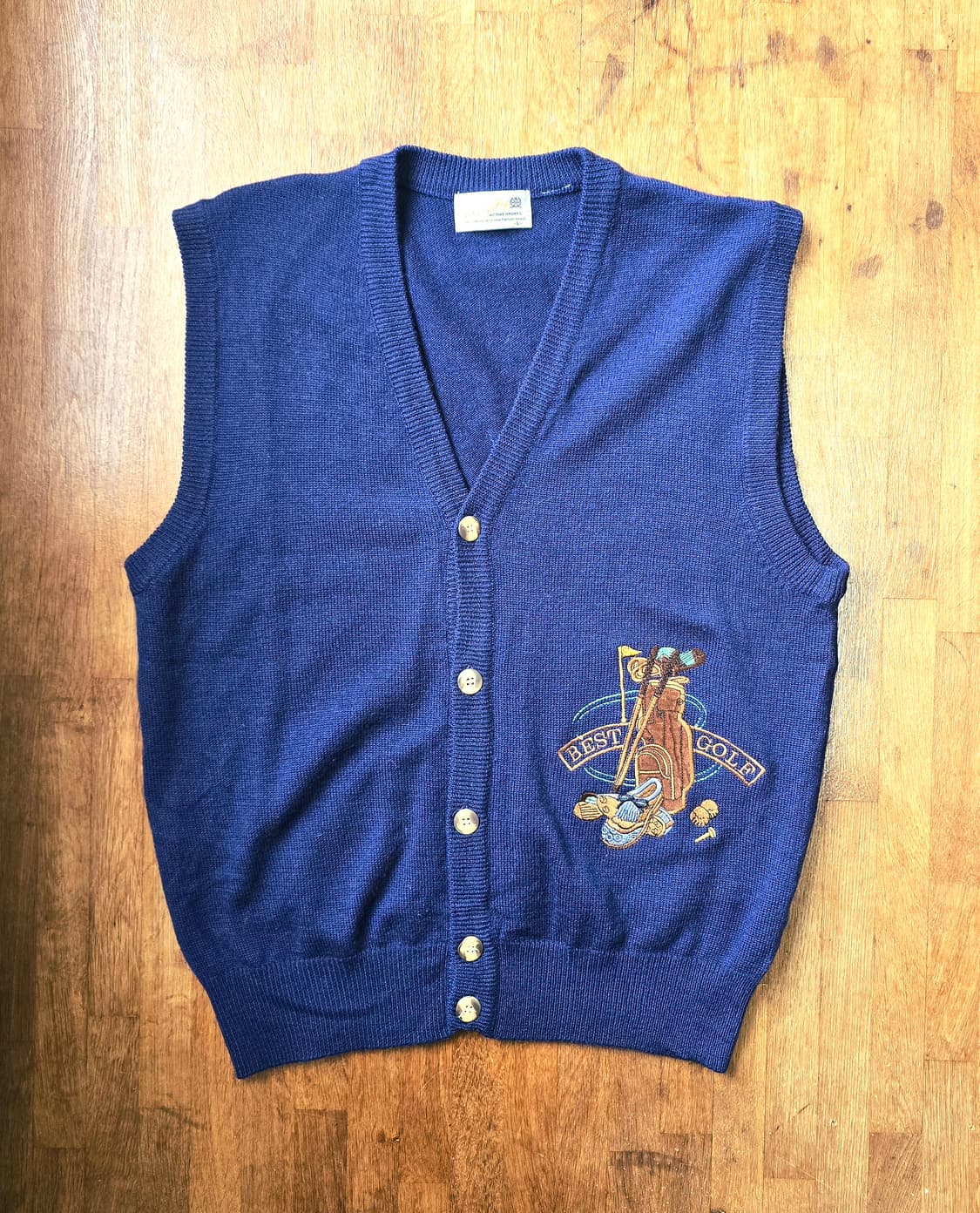 빈티지 골프 자수 울 니트 베스트 조끼 상품이미지1
