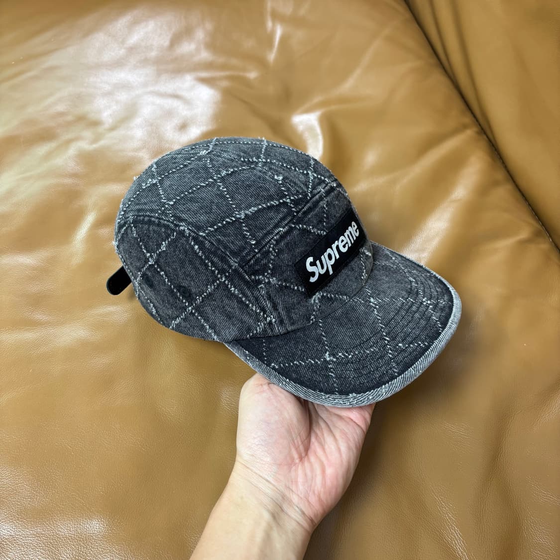 Supreme 슈프림 펀치드 데님 블랙 캠프캡 모자 Denim Black 상품이미지4