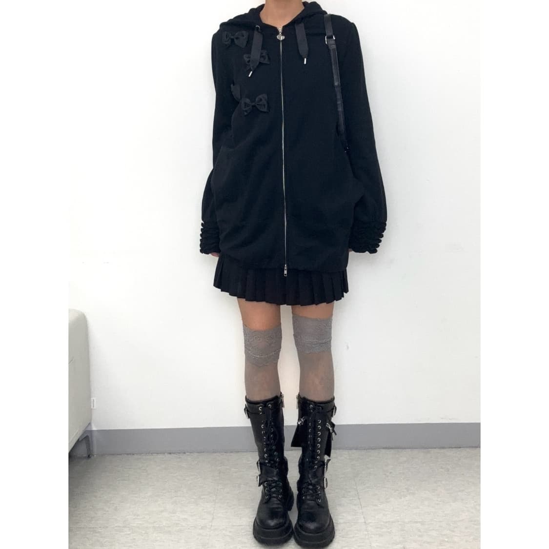 빈티지 블랙 투웨이 후드 집업 상품이미지2