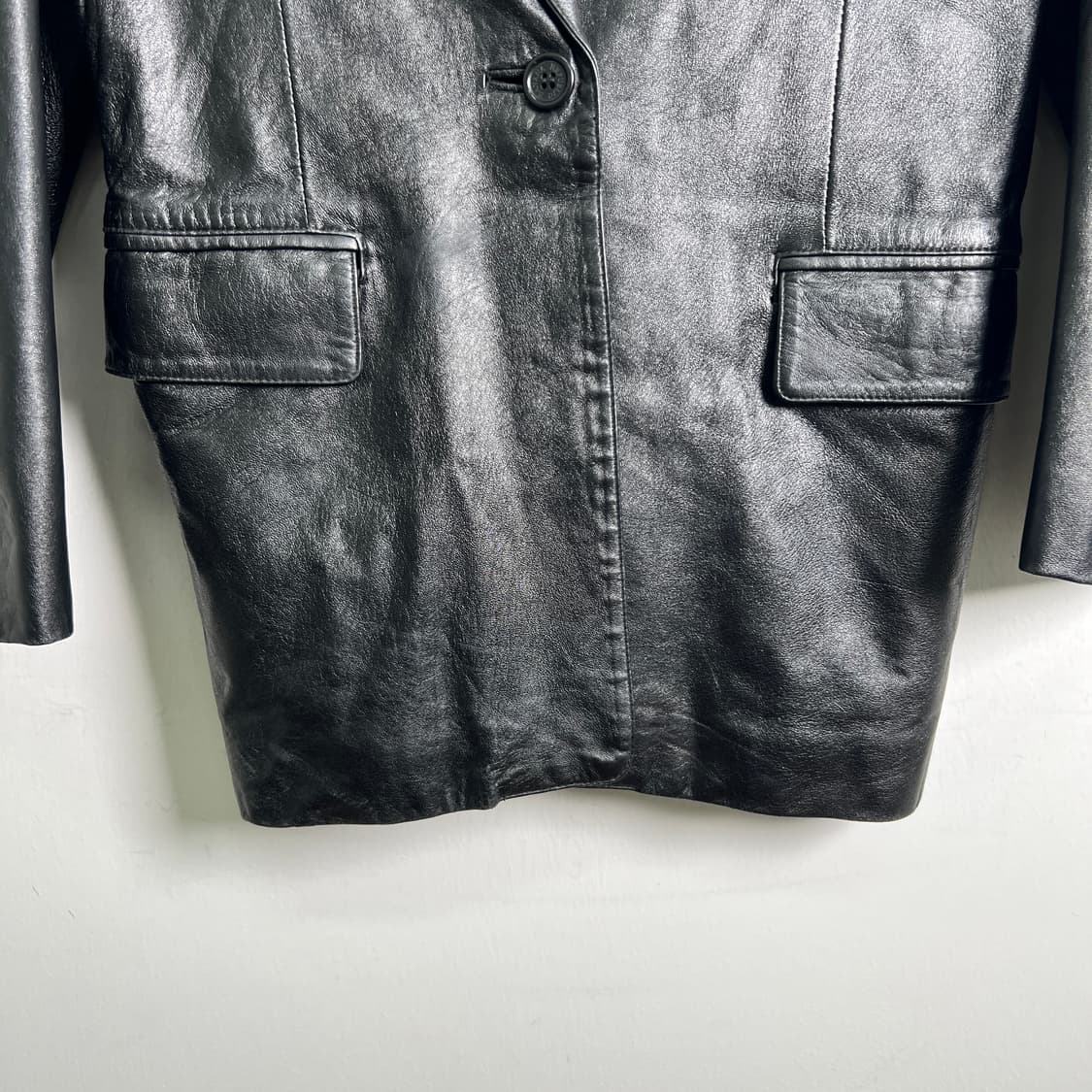 VTG 빈티지 블랙 레더 블레이저 자켓 상품이미지5