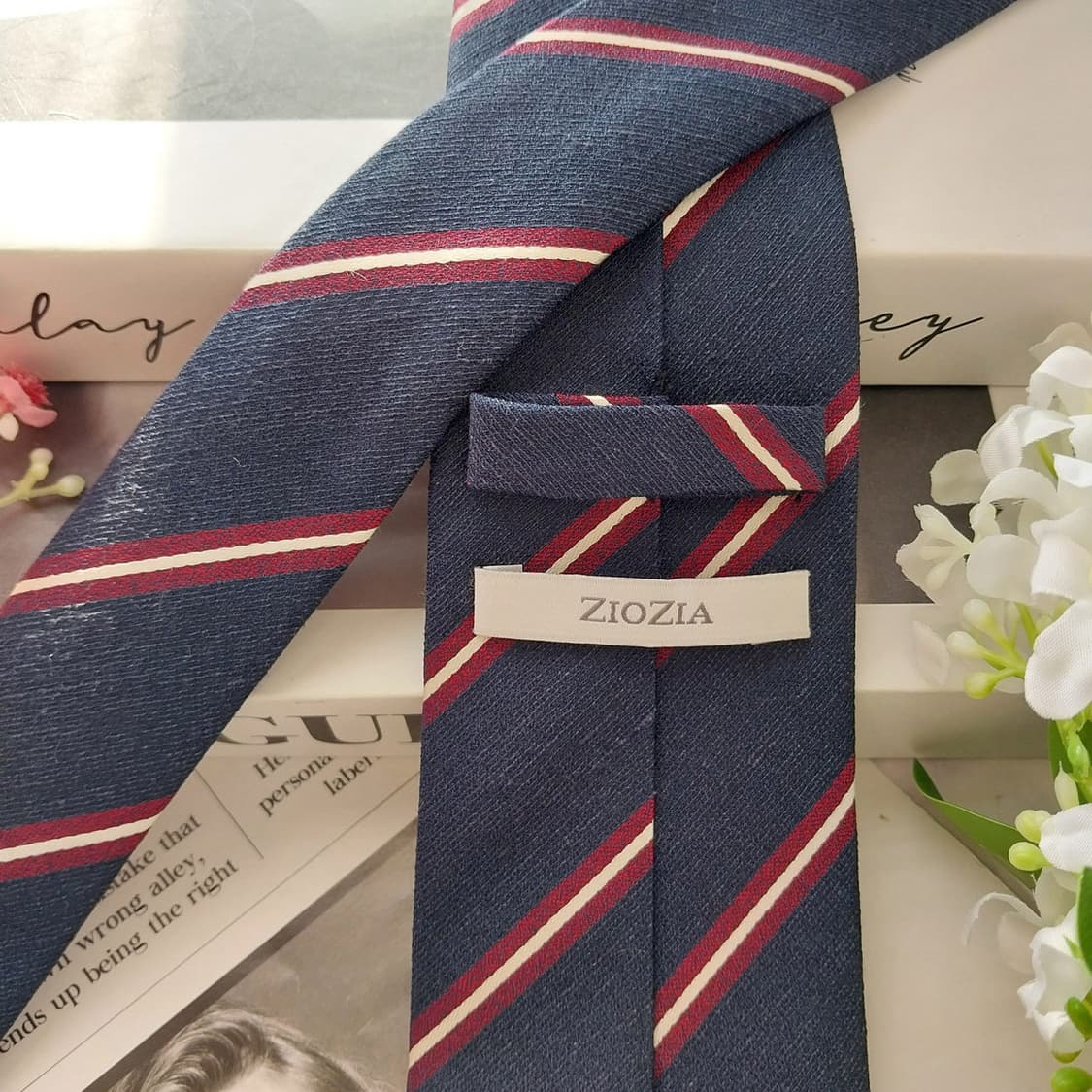 지오지아 네이비 스트라이프 넥타이 7.6cm A+등급 K2081 상품이미지6