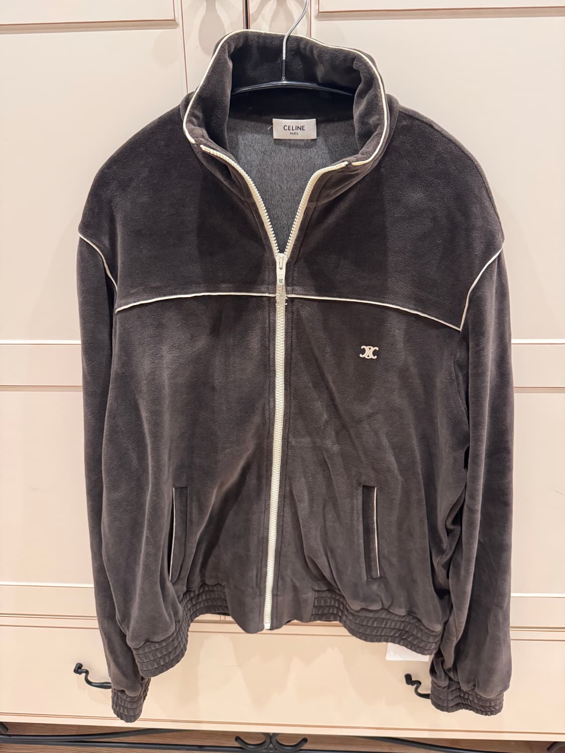 셀린느 트리옹프 트랙수트 재킷 브라운 벨벳저지 M 택달린제품 상품이미지5