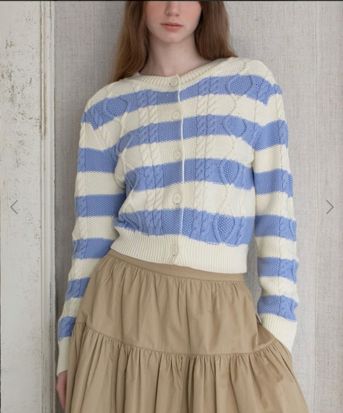 voca  vaca 스트라이프 크롭 니트 가디건 M 상품이미지1