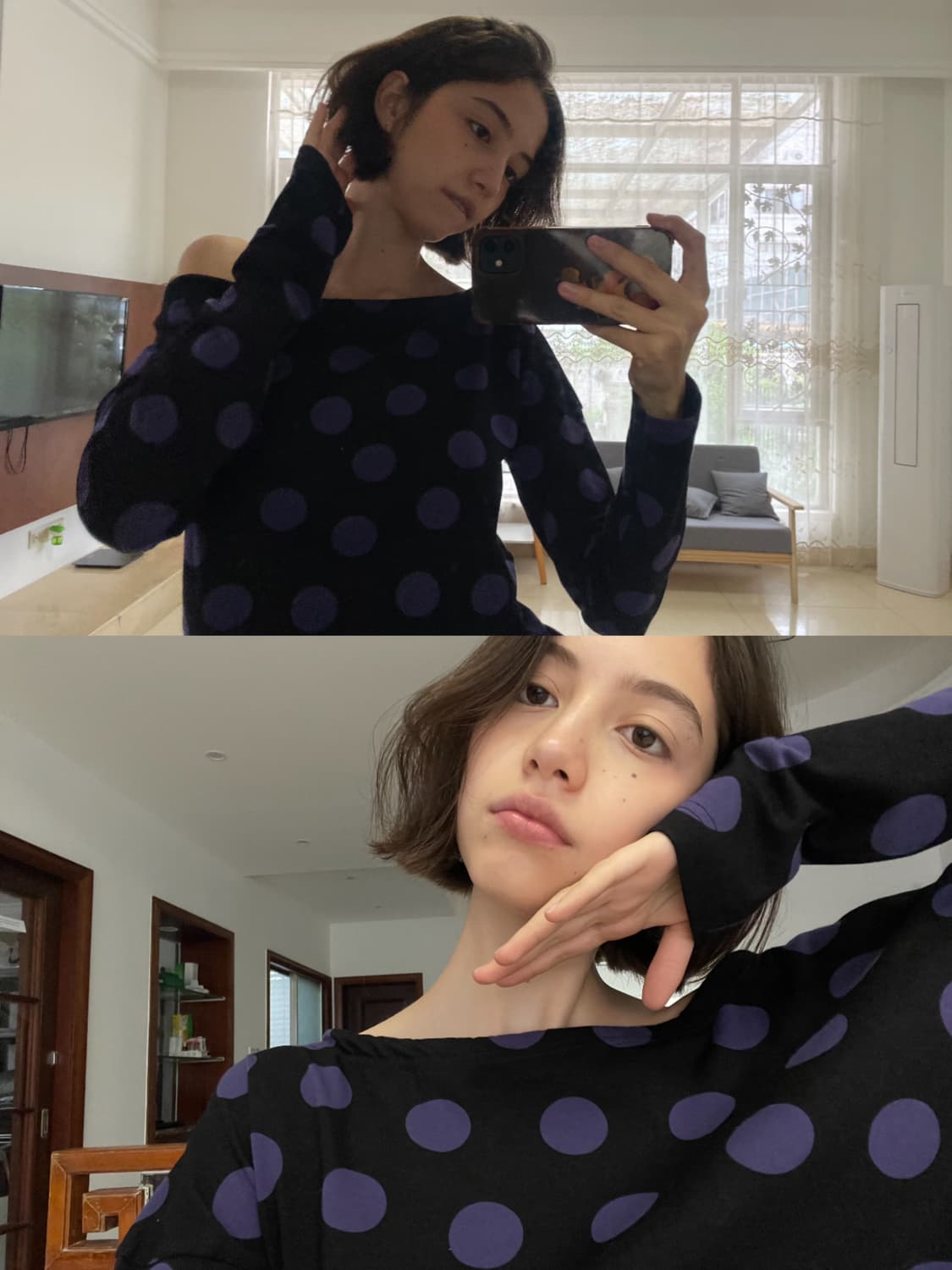 Naturay 퍼플 도트 긴팔 상품이미지1