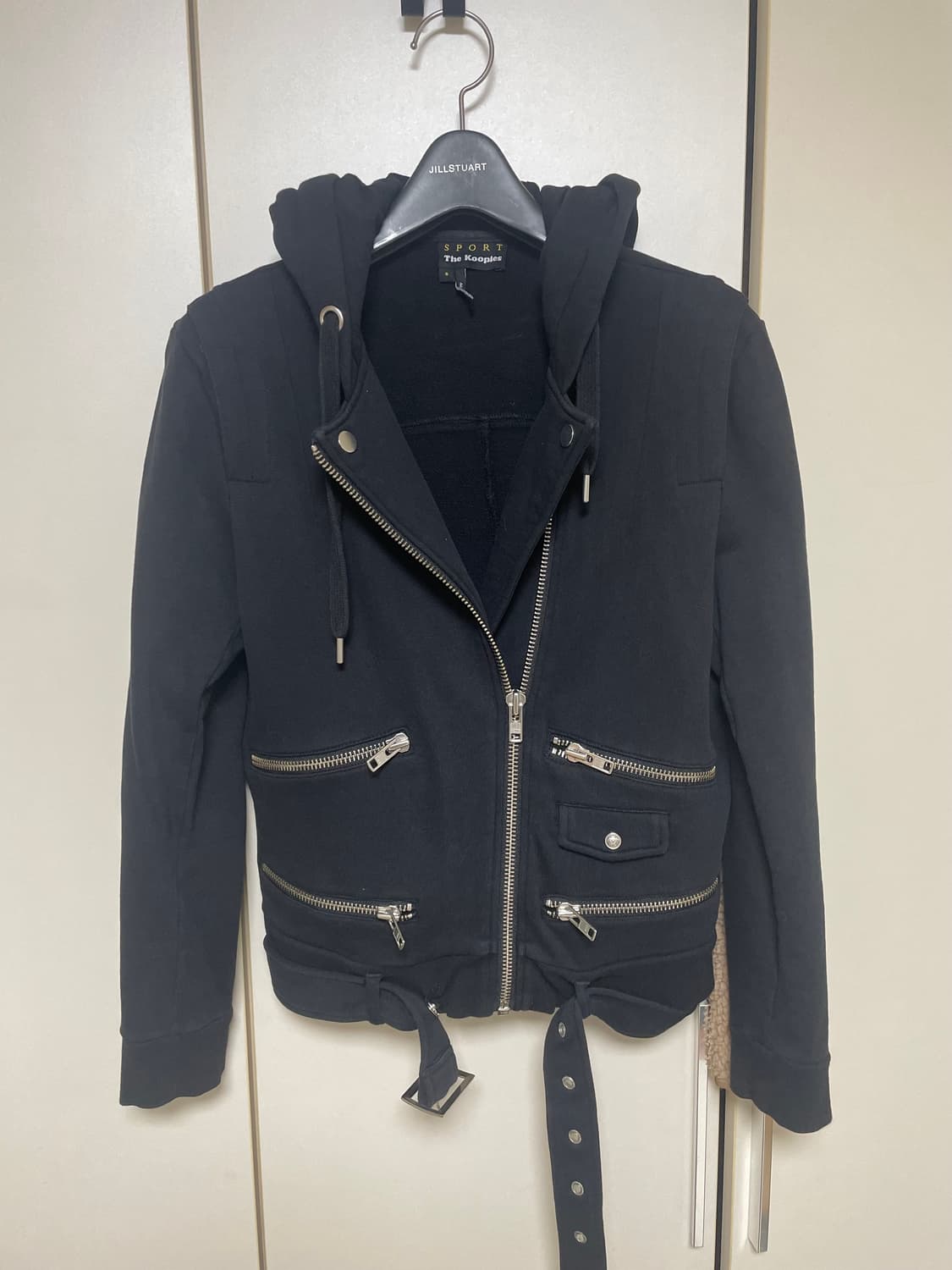The Kooples SPORT 니트져지 블랙 후드 집업 S 상품이미지6