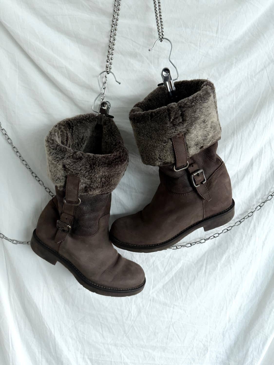 progetto italy 무스탕 래빗 퍼 버클 부츠 상품이미지1