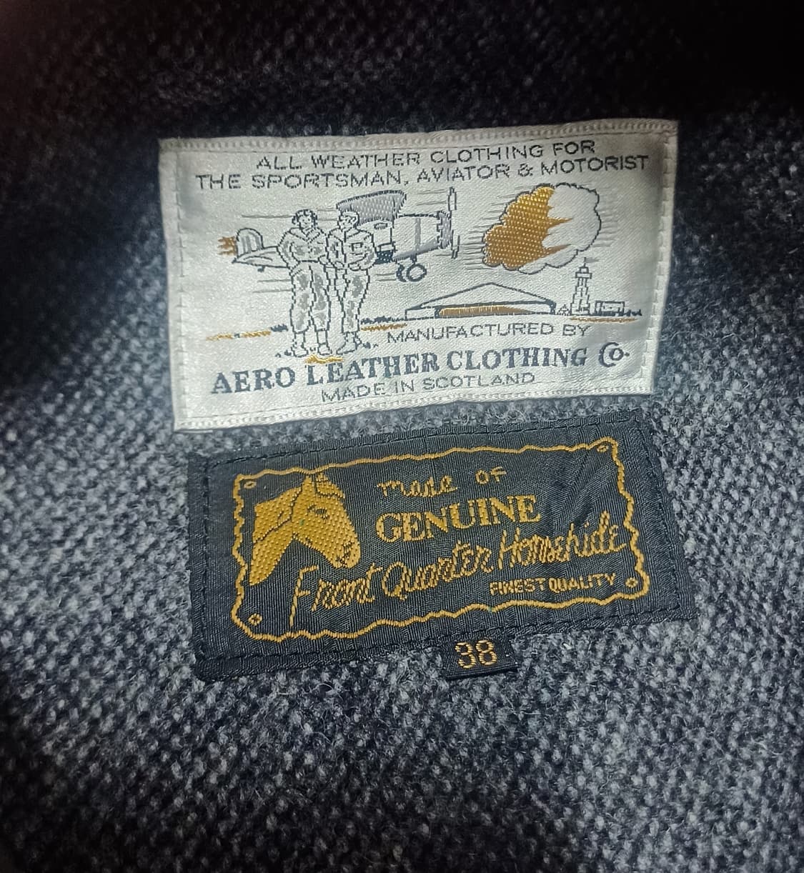 에어로레더 하프벨트 38 별주라벨 호스하이드 말가죽자켓 아메카지워크웨어 상품이미지7