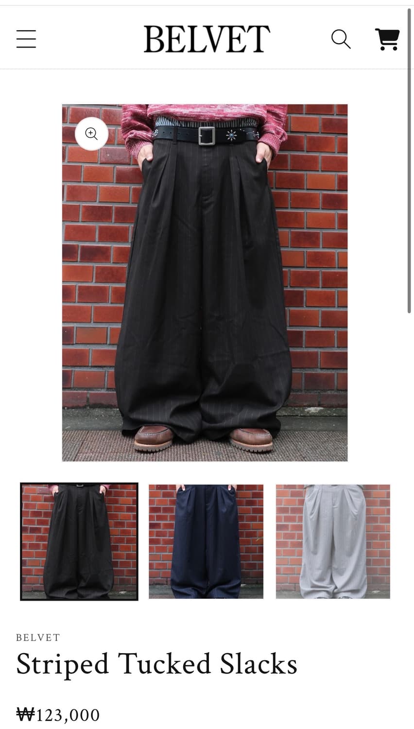 Belvet 스트라이프 팬츠 상품이미지1