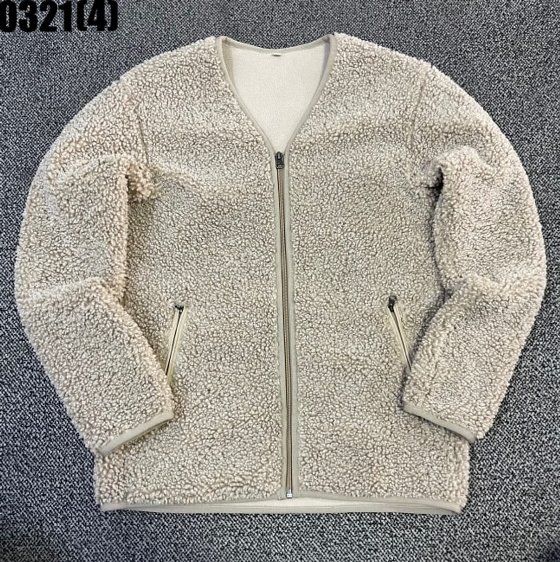 S 유니클로 아이보리 뽀글이 플리스 집업 0321(4) 상품이미지1