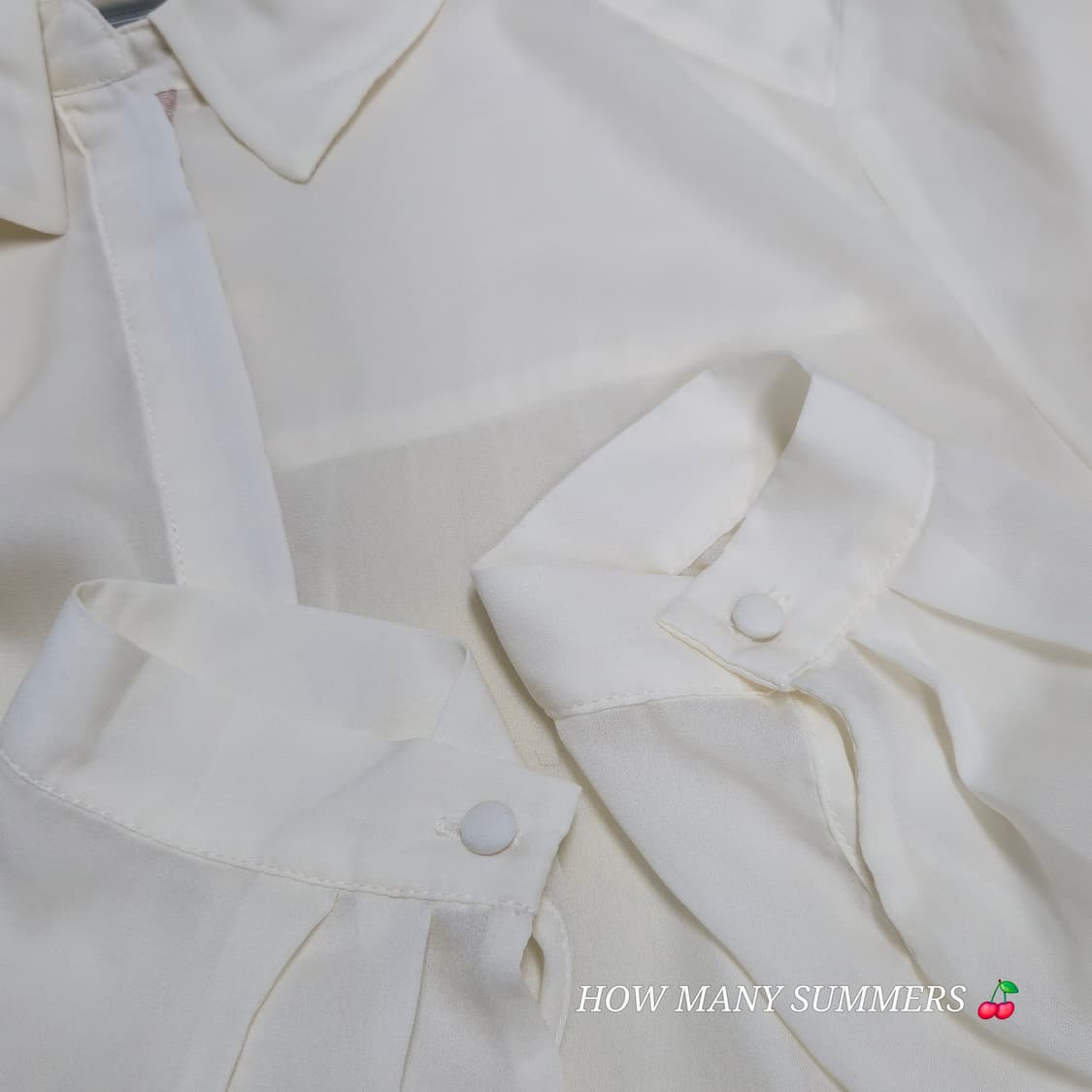 뒷주름 롱 블라우스 시스루 히든버튼 화이트 셔츠 상품이미지5