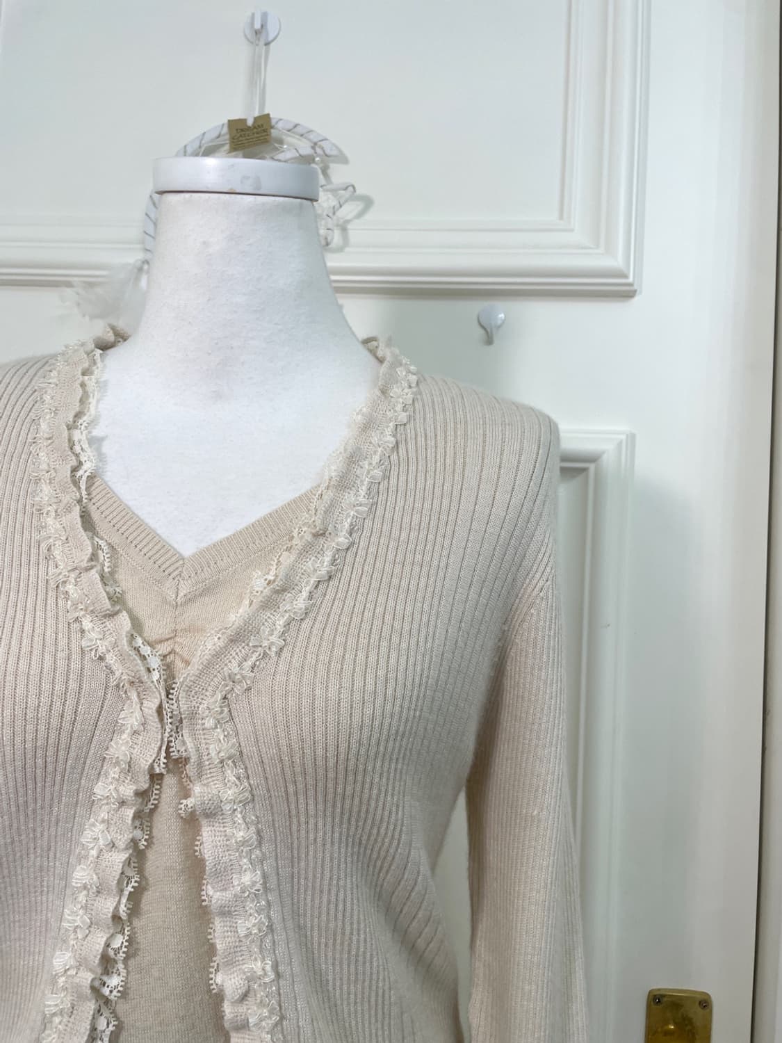 ivory lace bow point rib cardigan 상품이미지7