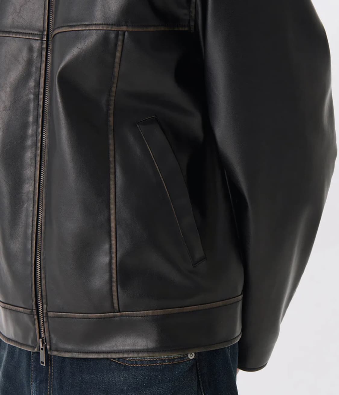 무신사스탠다드 페이디드 신세틱 레더 레이서 재킷 상품이미지3