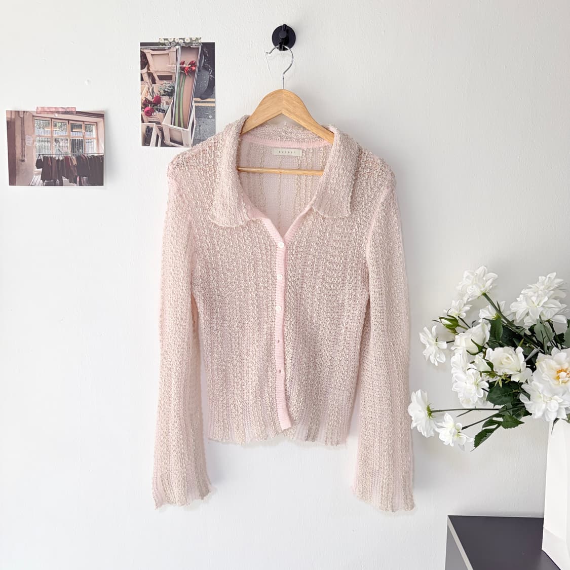 Lepvonj 레프본 짜임니트 셔츠 여름가디건 핑크 상품이미지1