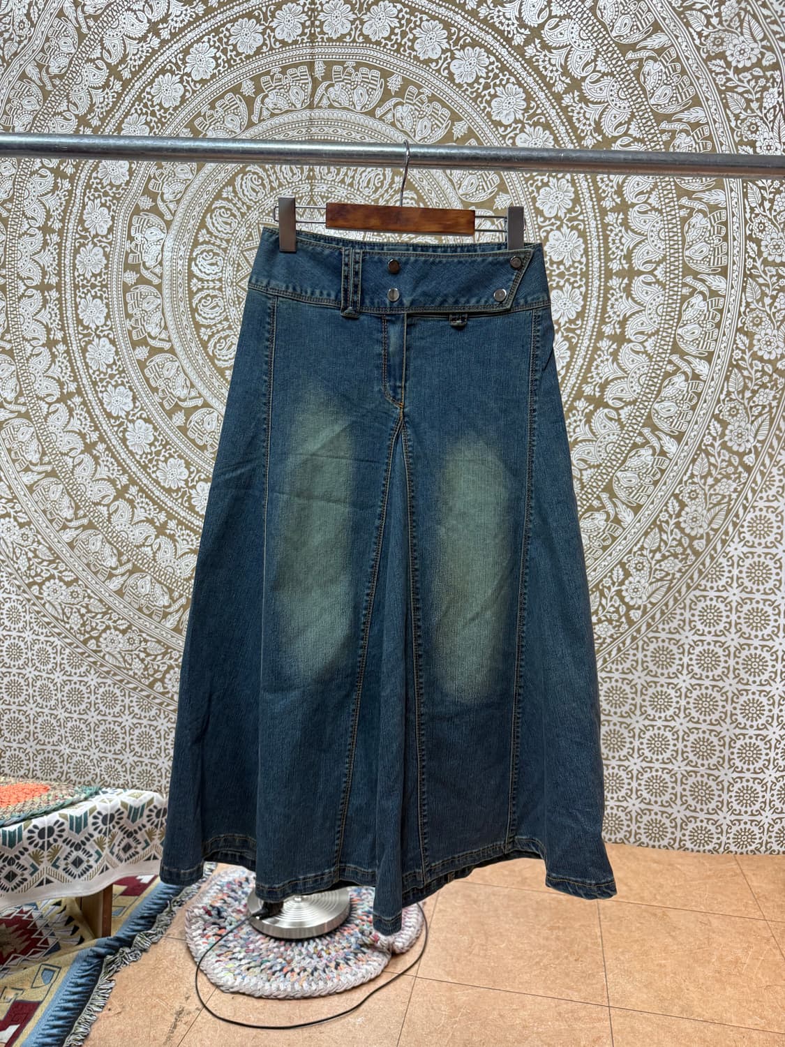 빈티지 여성 더블버튼 7부 데님팬츠 (Z1133) 상품이미지3