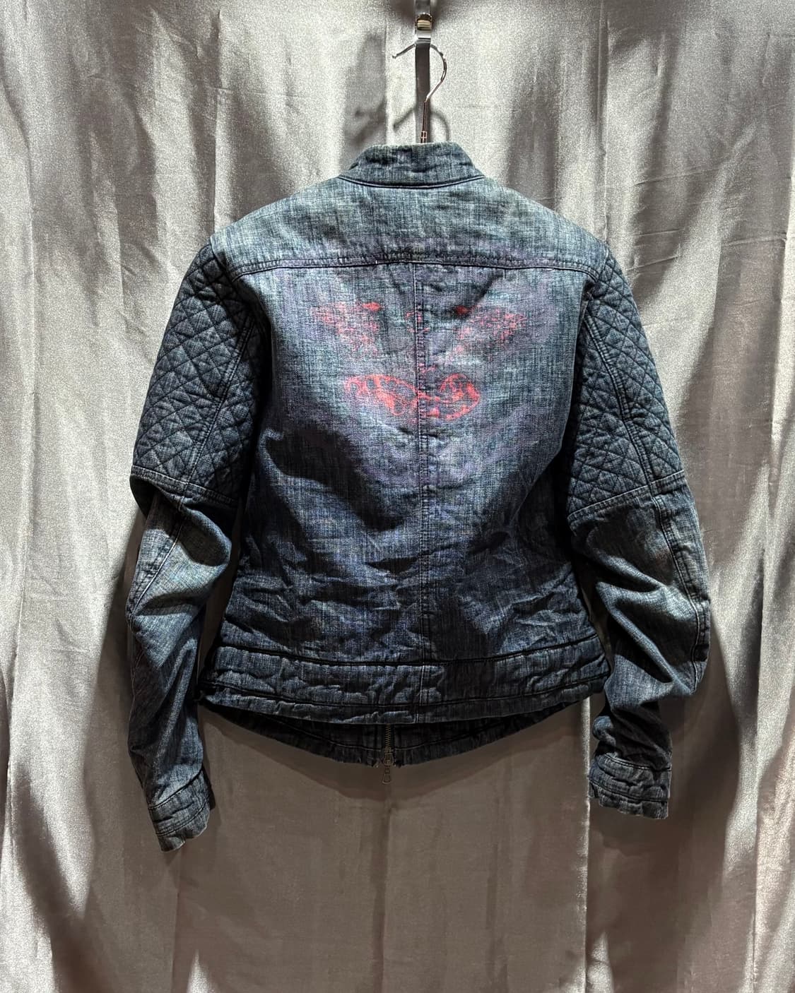 M 데님 절개 패디드 우먼스 바이커 자켓 상품이미지4