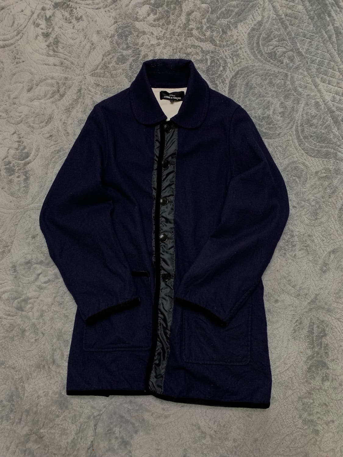 꼼데가르송 트리콧_라운드칼라 울코트 m 상품이미지1