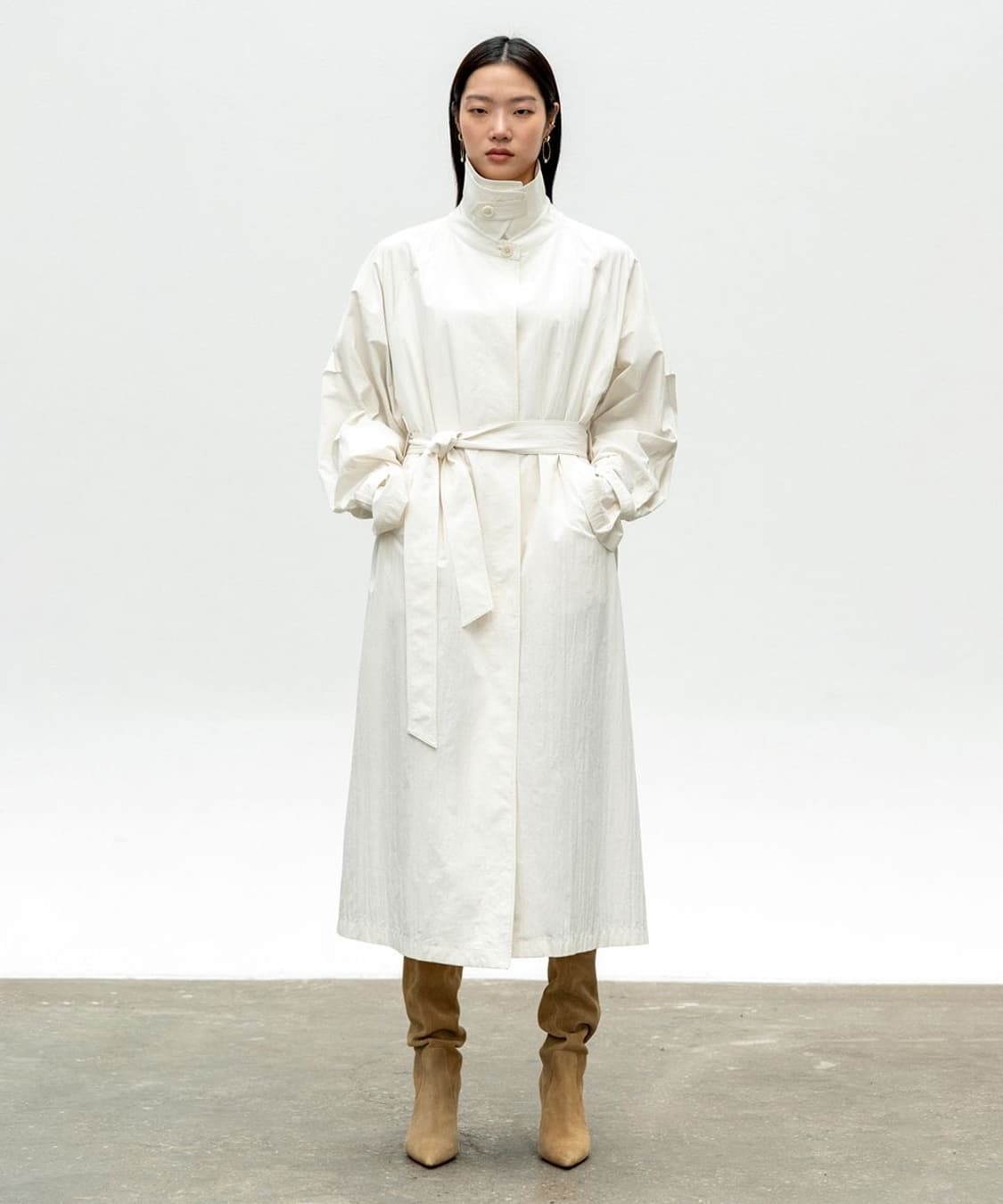 더블 칼라 래글런 트렌치 코트 offwhite S 상품이미지2