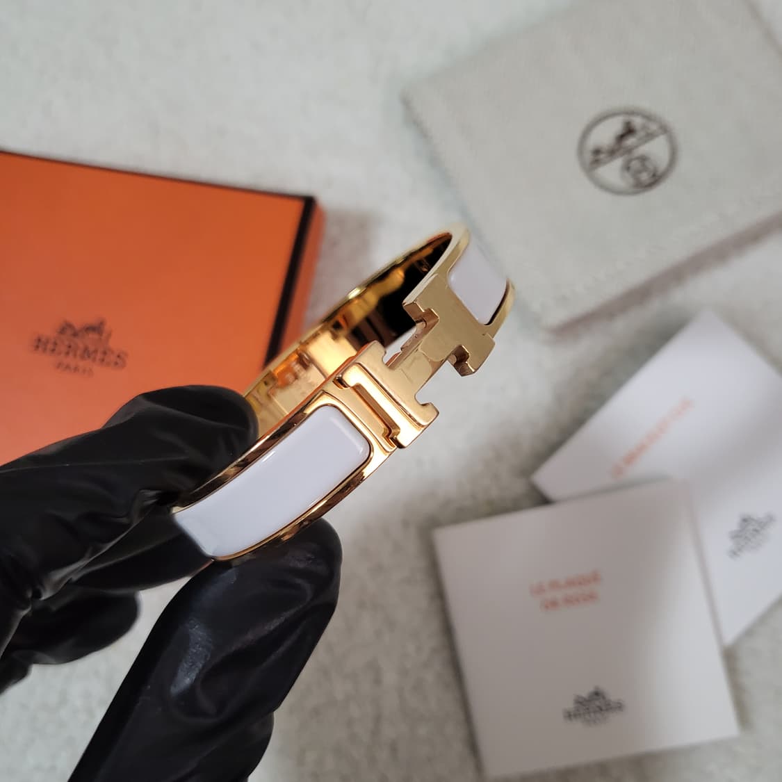 [풀구성] PM / 에르메스 클릭아슈 팔찌 로즈 골드 & 블랑  상품이미지2