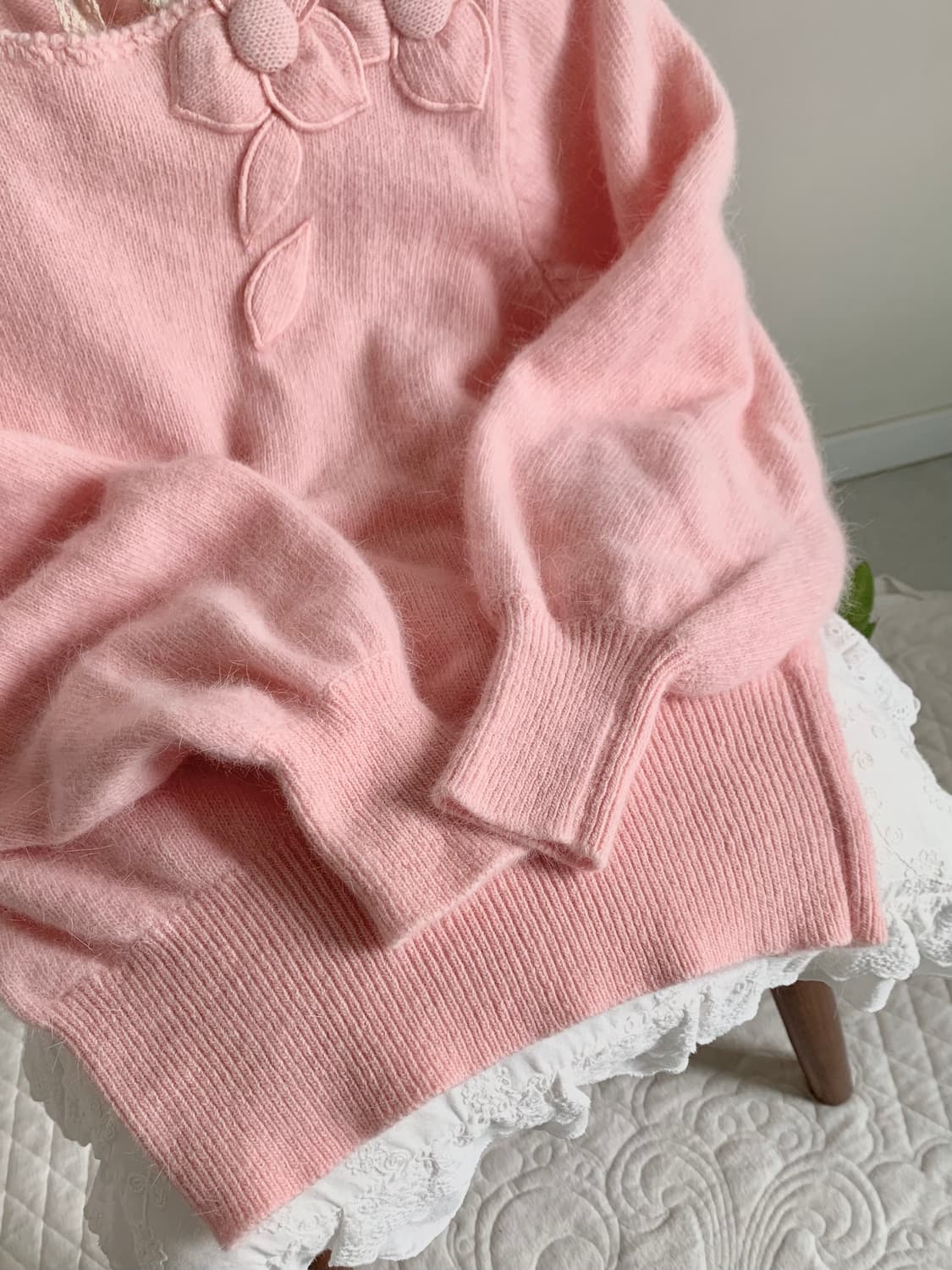 울90 핑크 패치 니트 상품이미지4