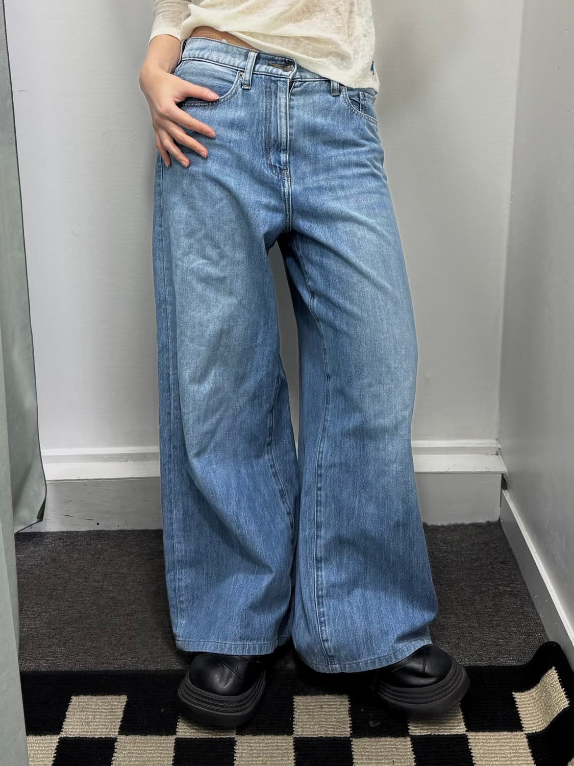 유니클로 연청 와이드 팬츠 상품이미지1