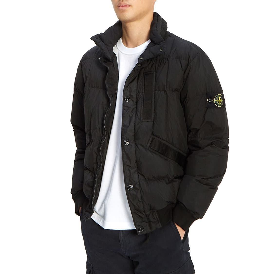 스톤아일랜드 19FW 크링클랩스 숏패딩 논후드 블랙 상품이미지1