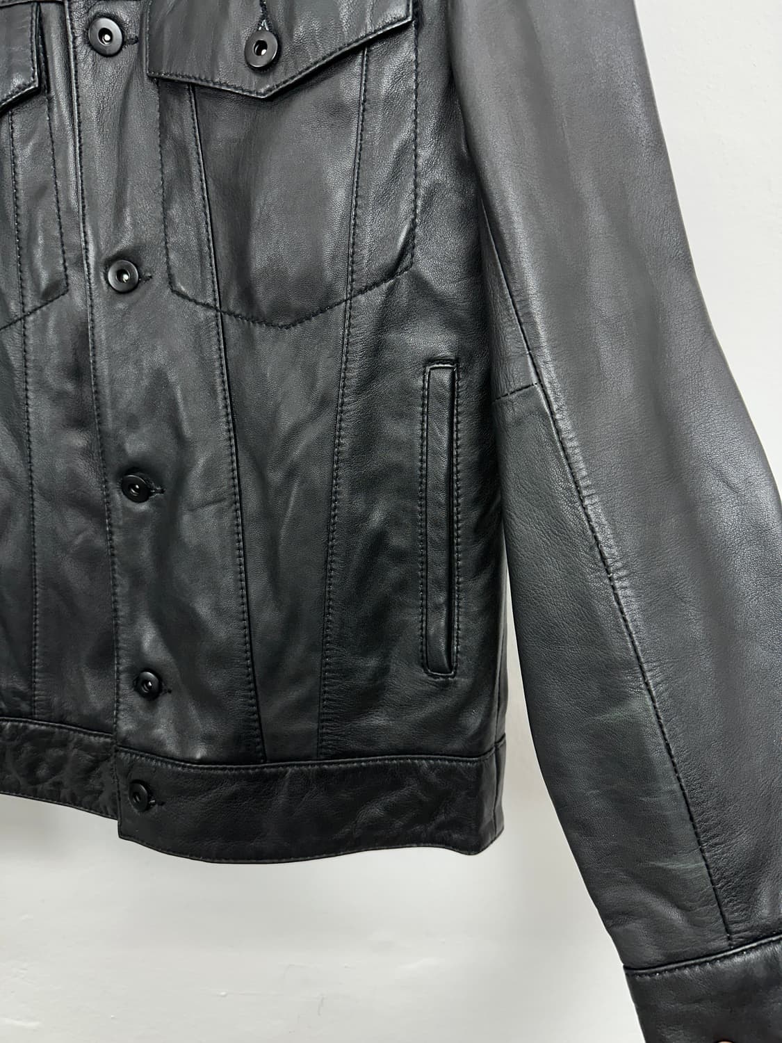 Zara Lambskin Leather Trucker Jacket 상품이미지6