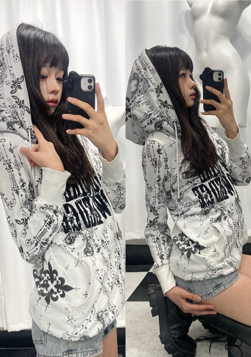 🎸화이트 레터링 디테일 후디🎸 상품이미지1