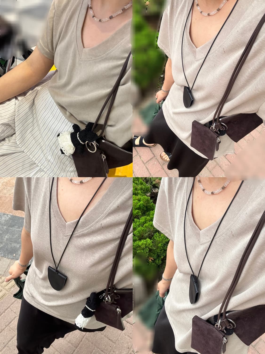 초코 다크 브라운 마뗑킴 스웨이드 소가죽 멀티 미니 파우치 미니숄더백  상품이미지1