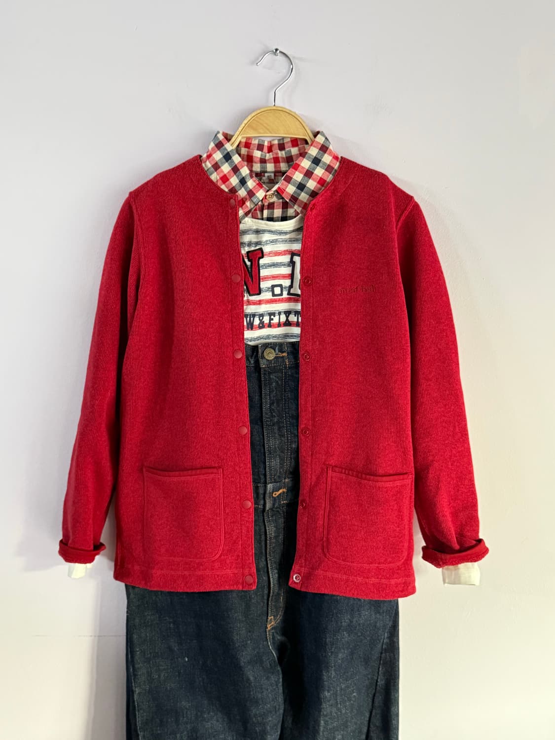 몽벨 레드 기모 가디건 상품이미지5