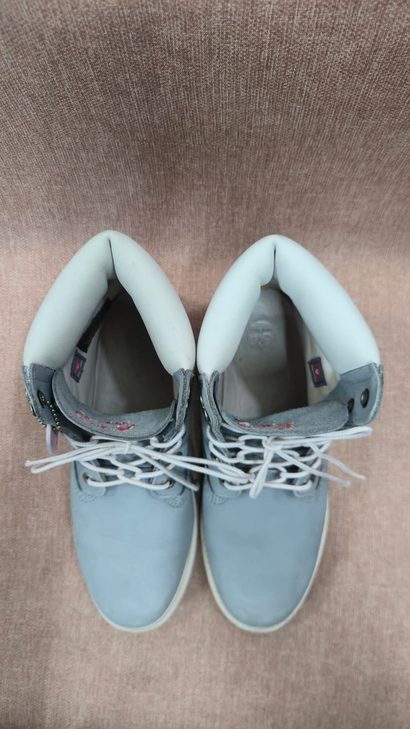 팀버랜드 일회착용 250mm- 6인치 핑크 그레이 부츠 상품이미지2