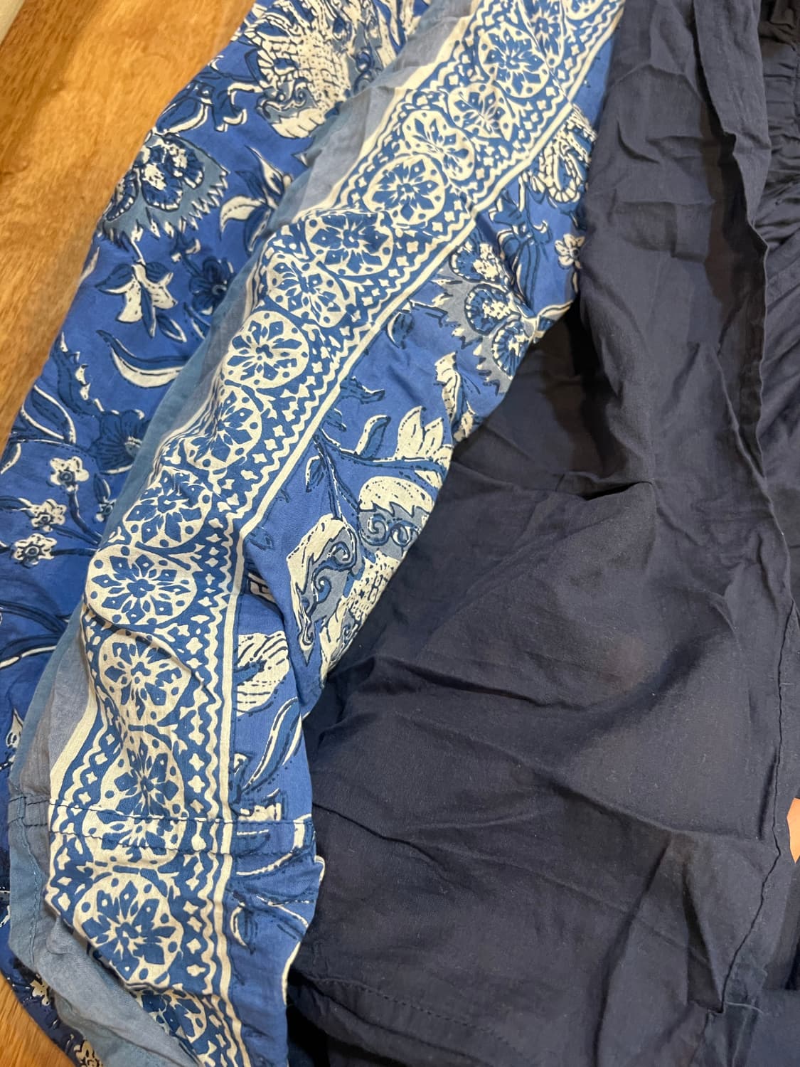 일본수입 여성 블루 에스닉플라워롱스커트 밴딩스커트 상품이미지6